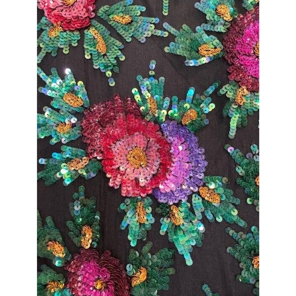 Laurence Kazar Beaded Top Womens‎ Size PM Silk Floral Vintage Zip Up - Picture 5 of 15